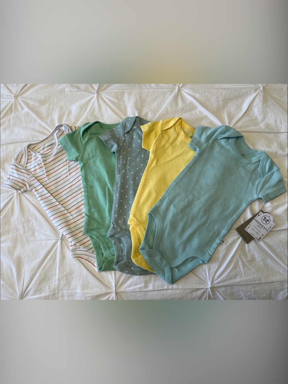 Sleeveless Baby Bodysuit Set in Mint, Teal, Yellow, Gray & Stripe